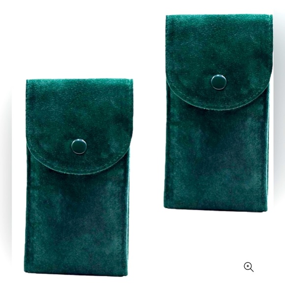 2 Packs Unisex Green Velvet Watch Pouch Storage Portable Organizer - Picture 2 of 2